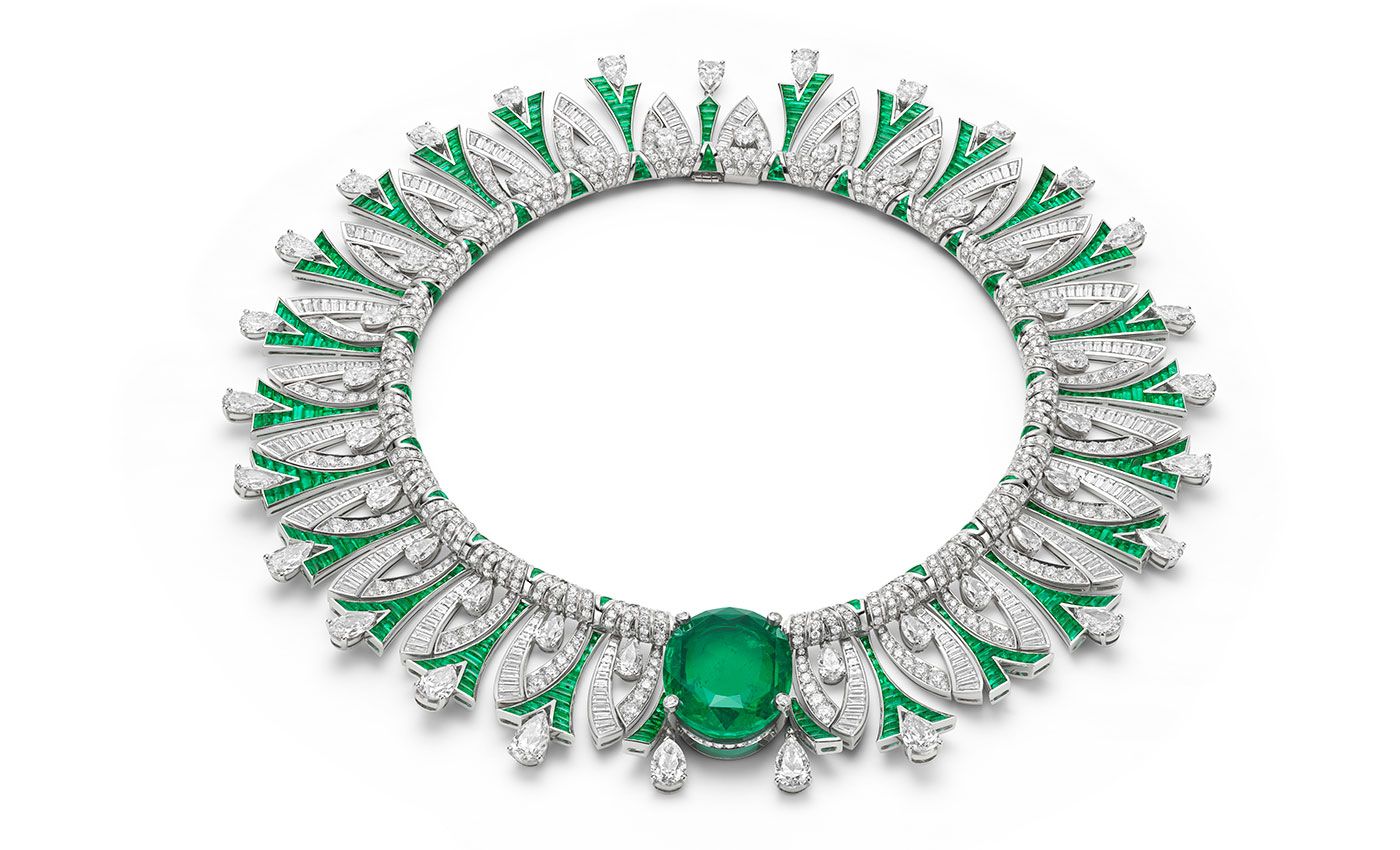 Bulgari High Jewellery Tribute to Paris necklace with a Colombian emerald of 35.53 carats
