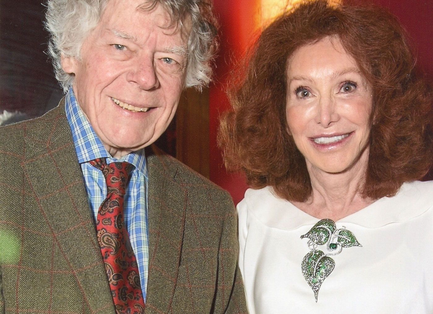 Ann and Gordon Getty, 2014. Mrs. Getty is wearing a multi-gem and diamond leaf brooch by JAR. Courtesy of the Getty family.
