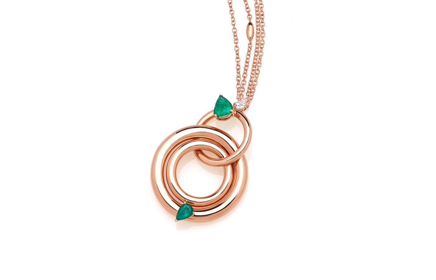  Luvor Central Park pendant with emeralds and diamonds in 18k rose gold 