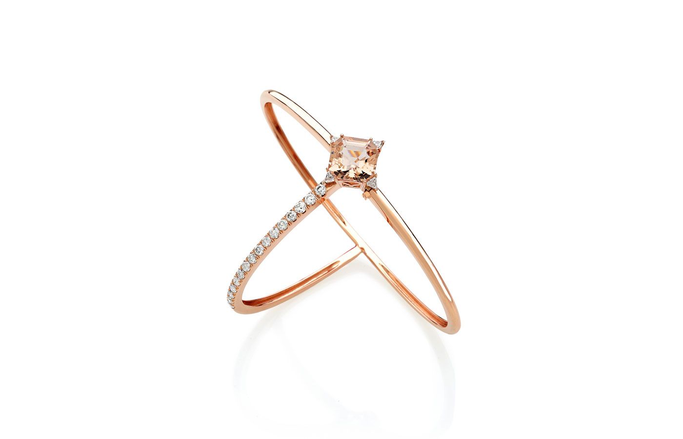 Luvor Central Park bracelet set with morganite and diamonds in 18k gold 