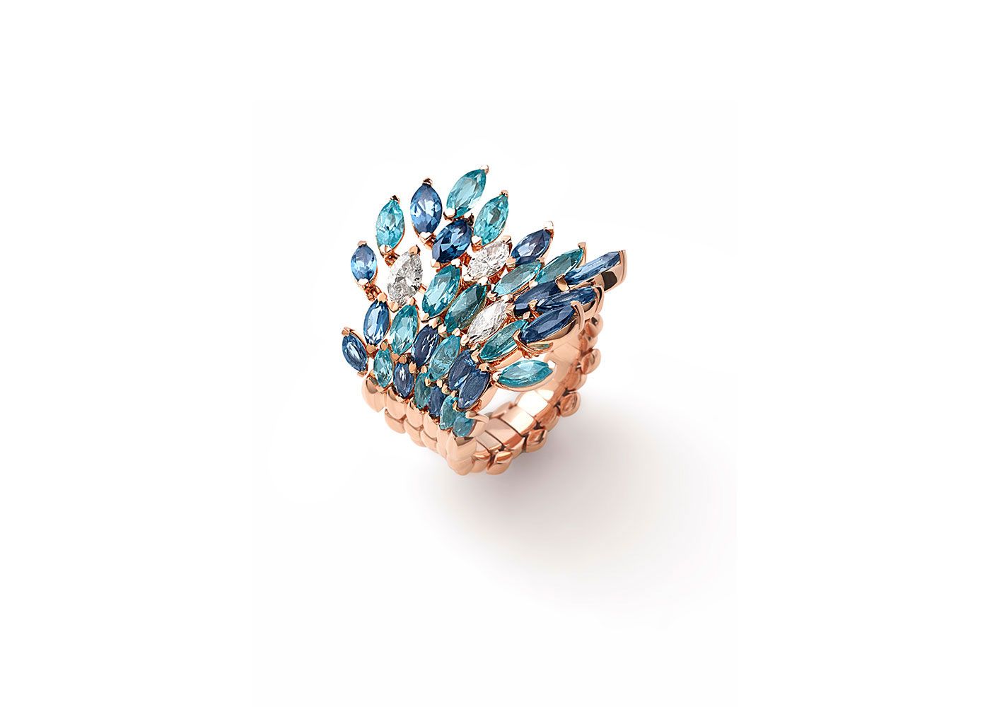  Luvor Angelo ring in 18k rose gold with diamonds and multi-colour gemstones 