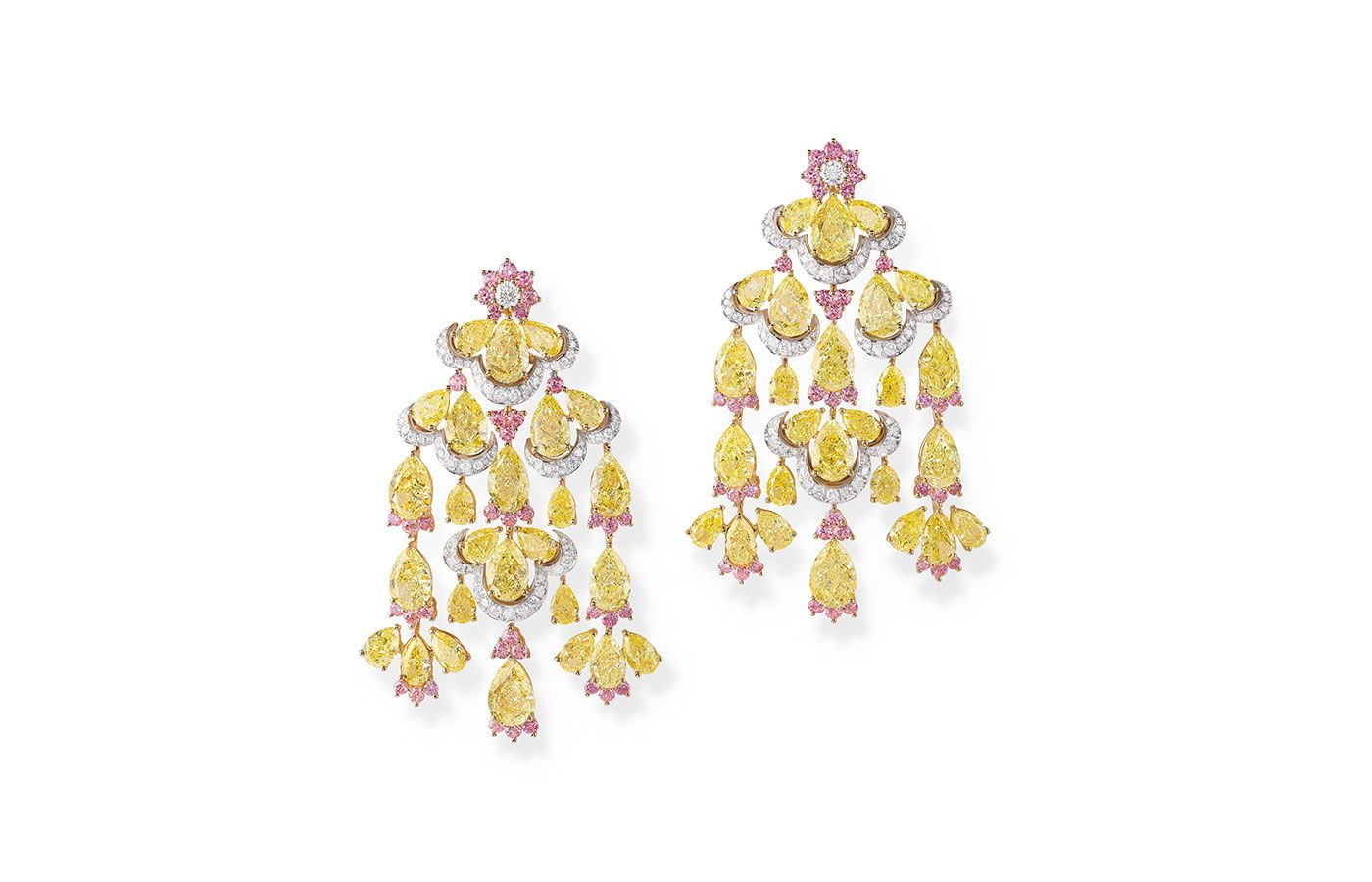 Chopard Loves Cinema yellow and pink diamond earrings