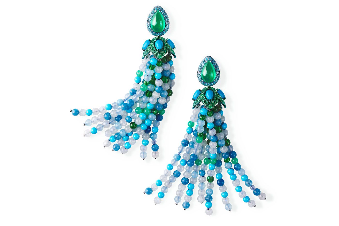  Chopard Red Carpet collection earrings with emeralds, turquoise