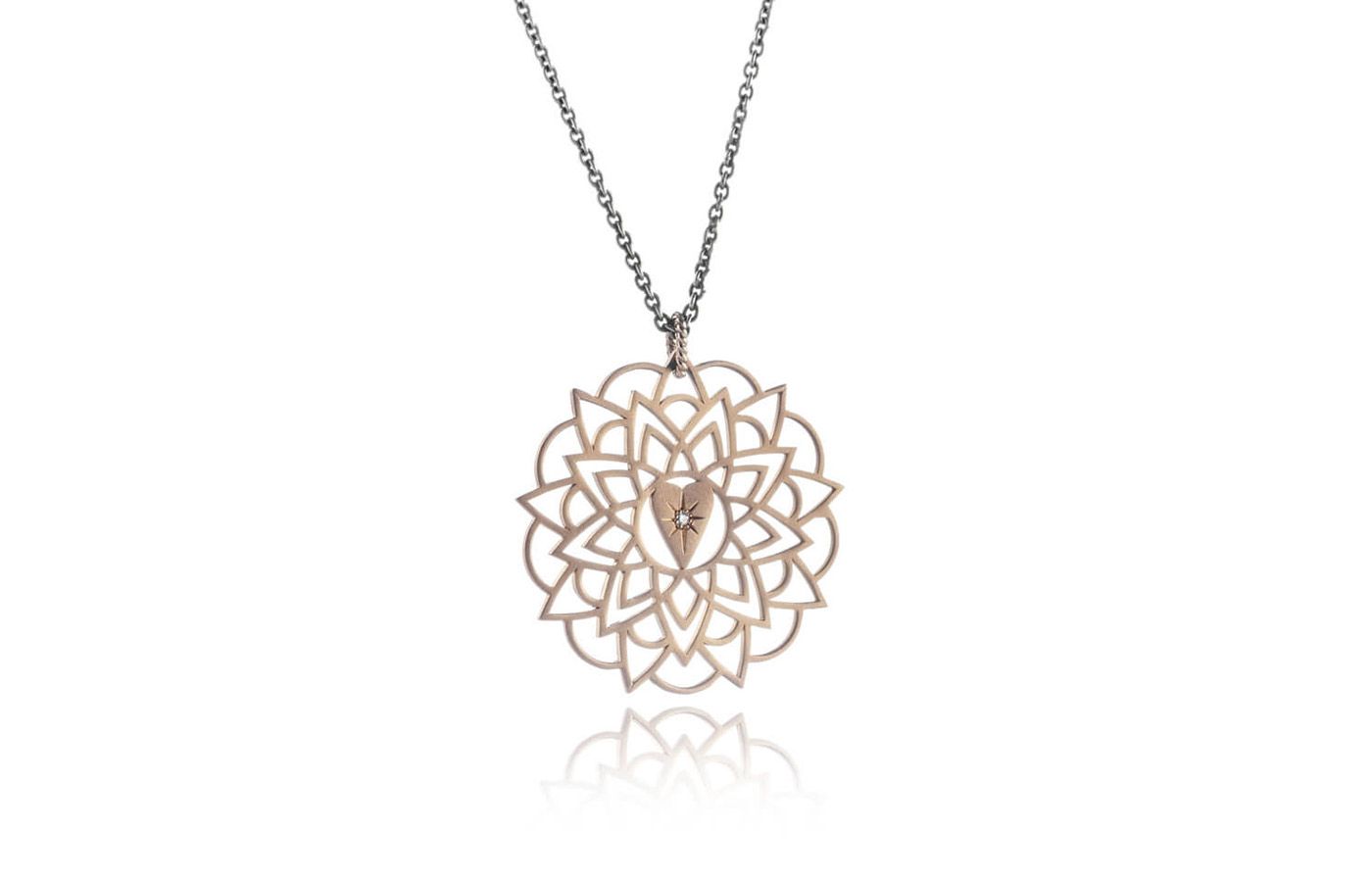  BE8 Jewels Re Start necklace in rose gold and silver with diamonds