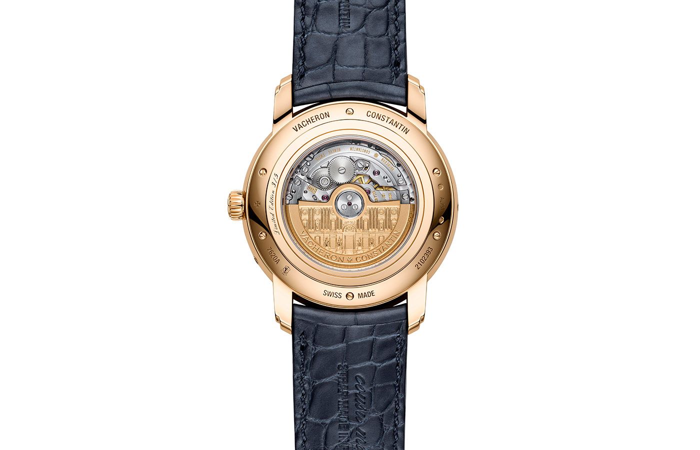  Vacheron Constantin Métiers d’Art Grand Sphinx de Tanis watch movement, mechanical, self-winding 22K pink gold oscillating weight with the Louvre eastern façade engraved, from the Tribute to Great Civilisations collection