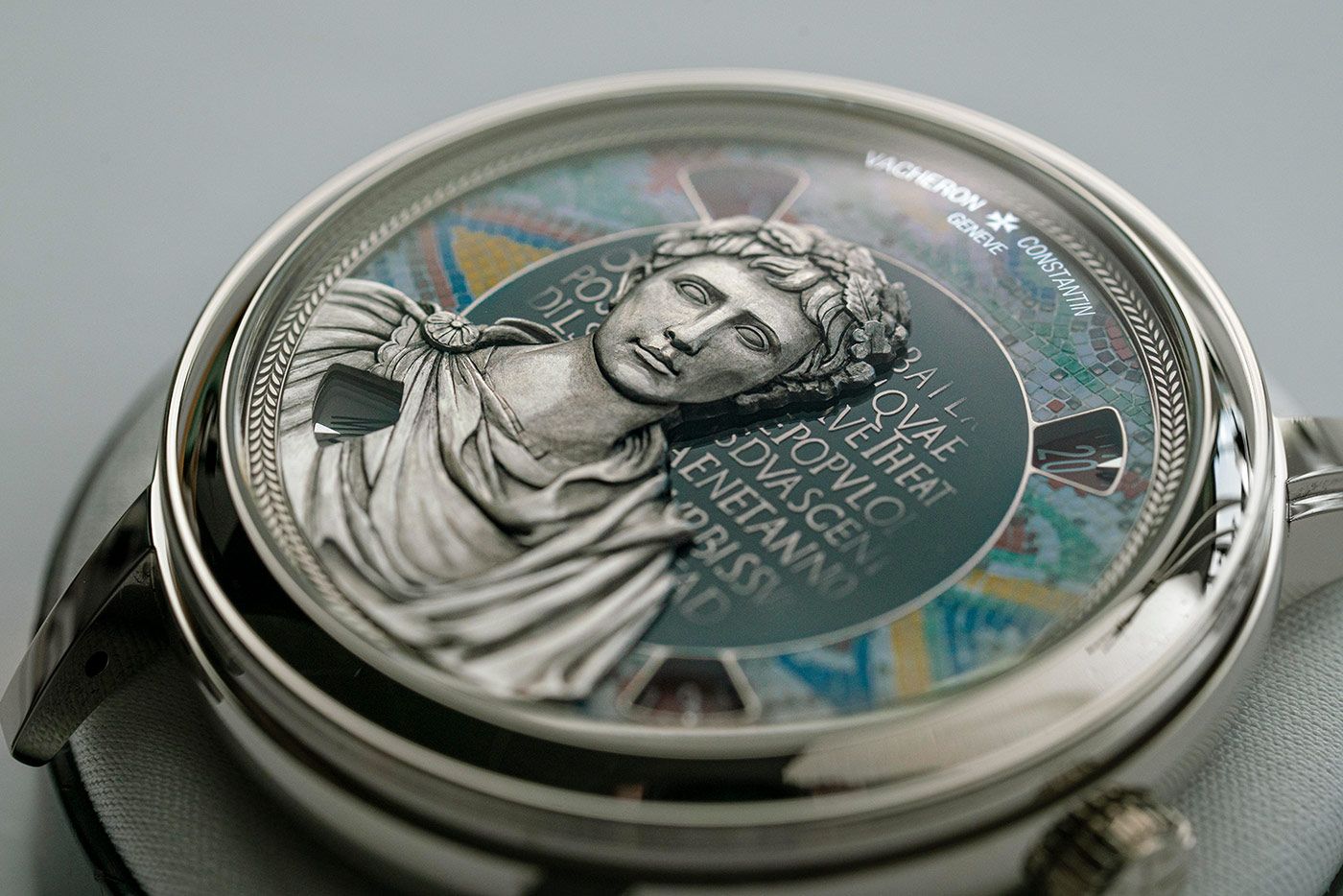 Vacheron Constantin Métiers d’Art Buste d’Auguste watch dial featuring the bust of Octavian Augustus, from the Tribute to Great Civilisations collection