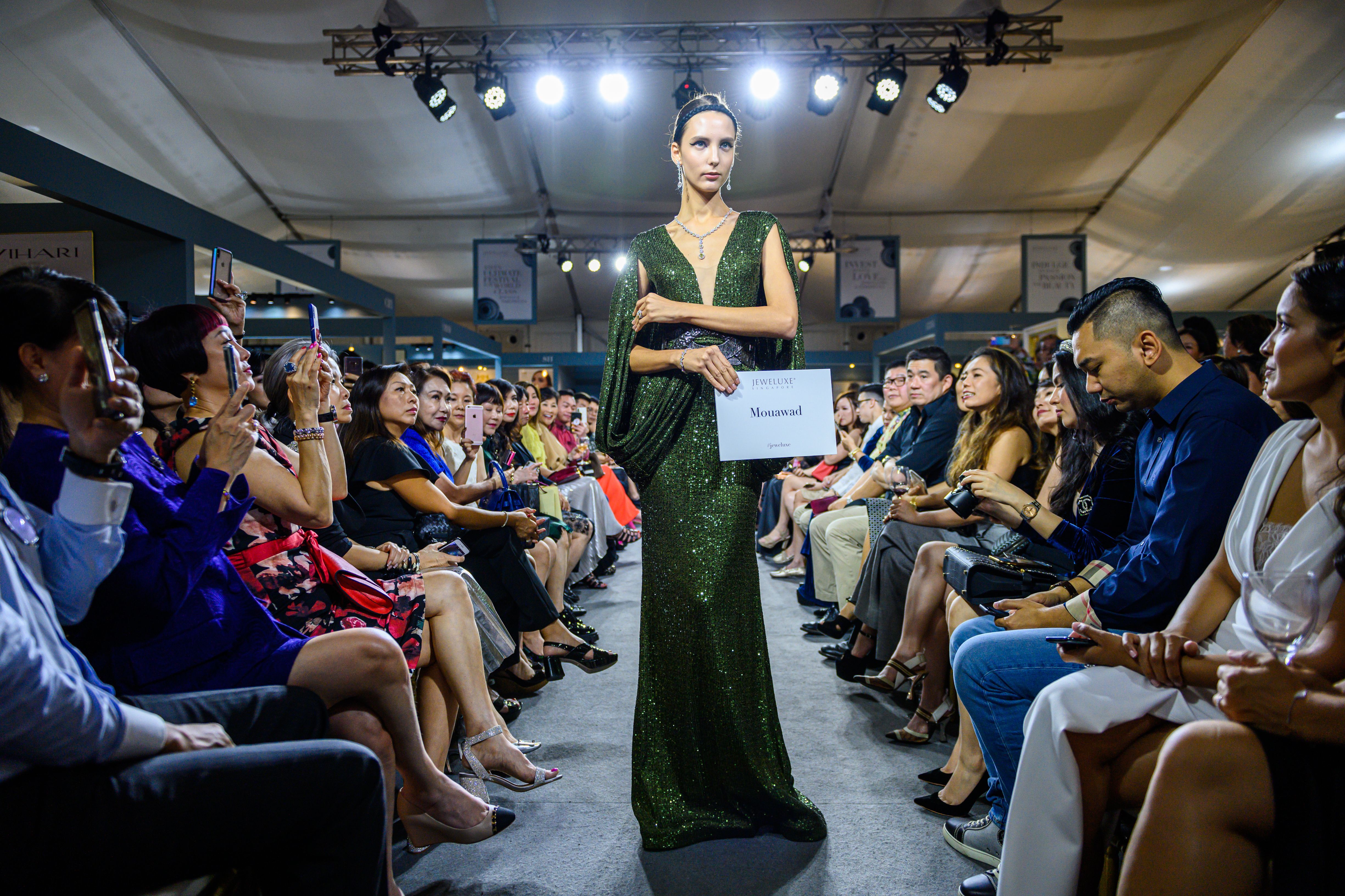  A model wears Mouawad jewellery at the JeweLuxe fashion show