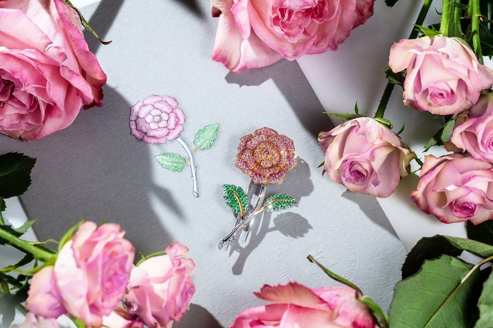  The design concept and finished bespoke Jubilee Rose brooch by Hirsh London