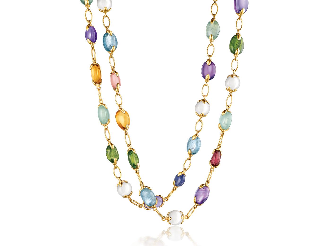 Rainbow Gemstone Necklace Rainbow Necklace Semi Precious Gemstone Necklace  Multi Gemstone Drop Necklace Statement Colorful Necklace Gold 14K - Etsy