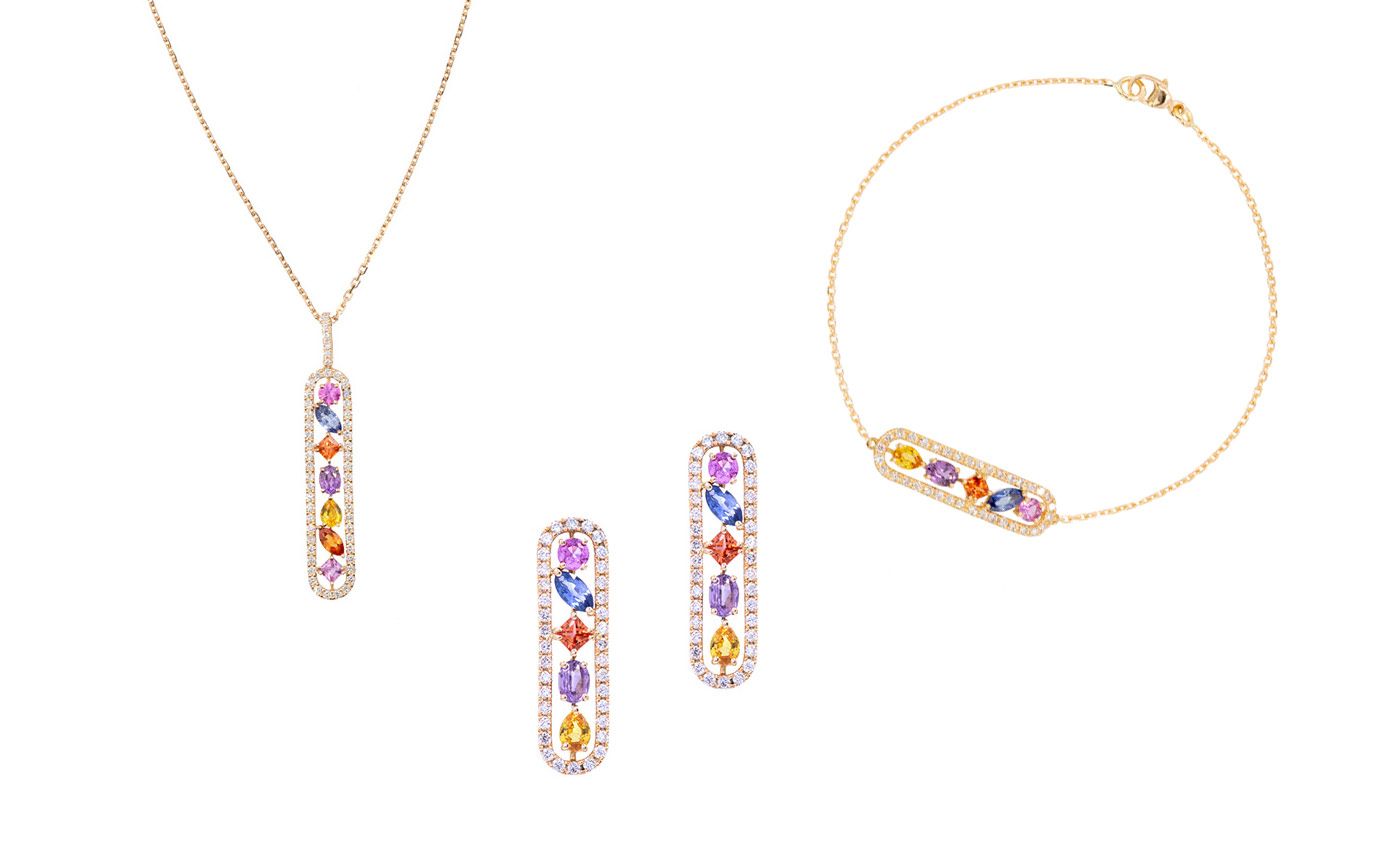  Cesare Pompanon Tutti Frutti collection pieces with fancy colour sapphires and diamonds in rose and yellow gold