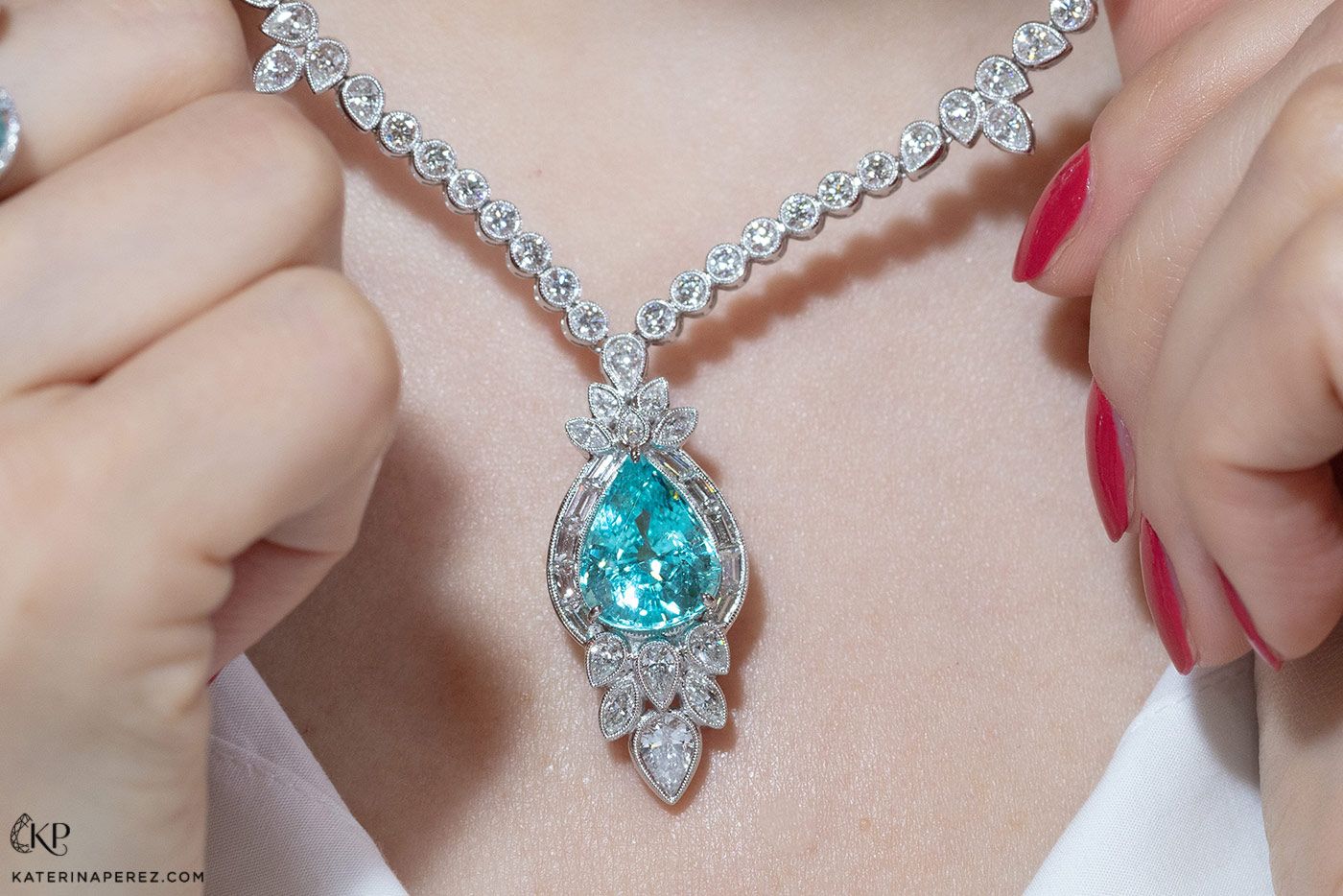  Yael Designs necklace with a 9.23 carat Paraiba-like tourmaline from Mozambique