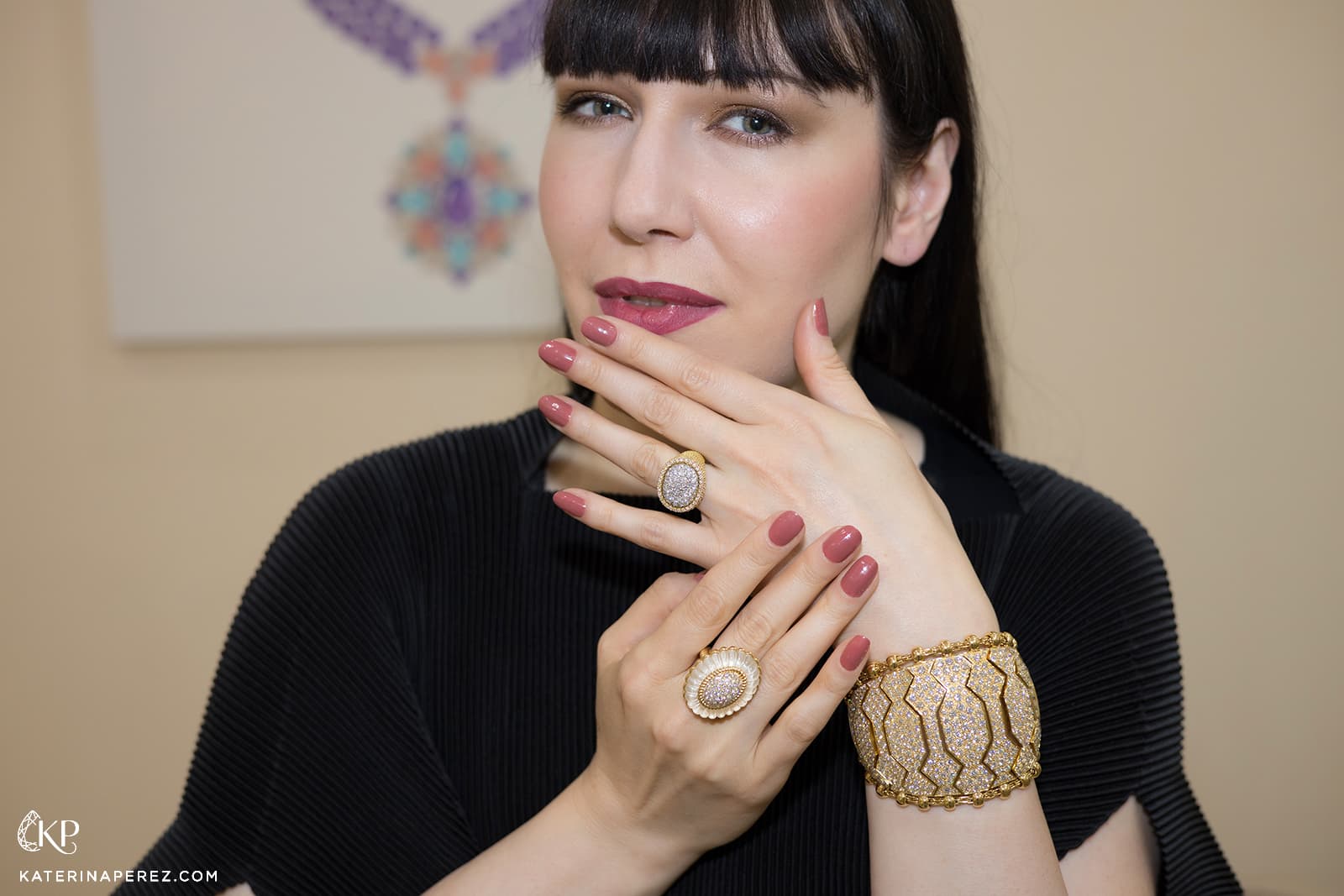 Katerina Perez wears Veschetti Firenze and Magia rings alongside the Notti Africane bracelet