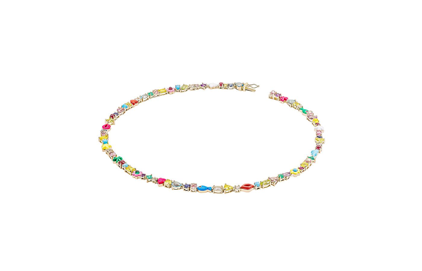  Aisha Baker Sugar Crush bracelet in gold, multicolour sapphire, ruby, emerald, tourmaline, topaz, amethyst, peridot, turquoise and enamel