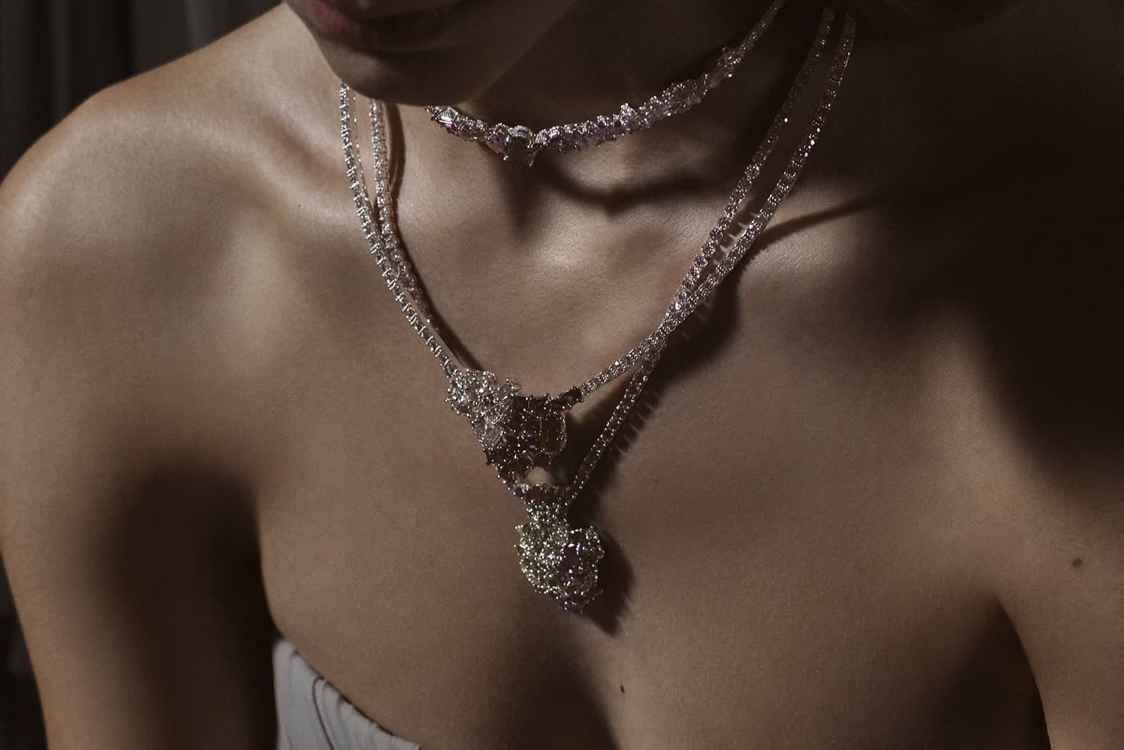  Layered diamond and coloured gemstone necklaces from the new Dior Print High Jewellery collection
