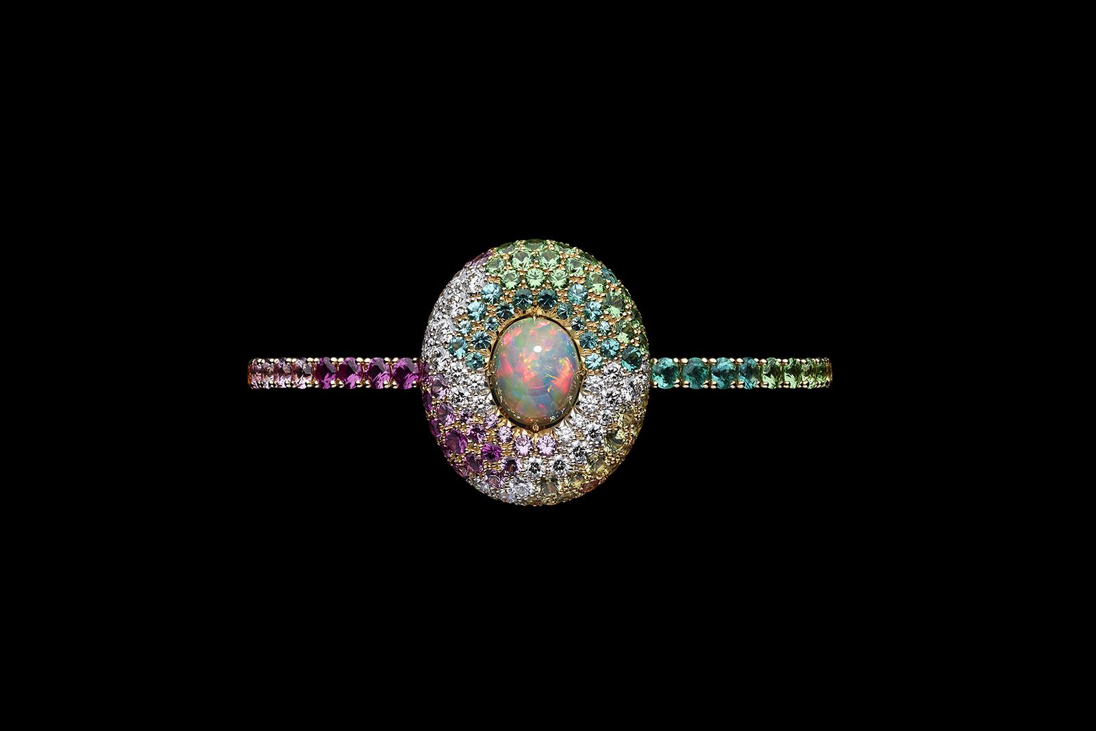  Dior Print High Jewellery bracelet set with an opal cabochon and vibrant coloured gemstones