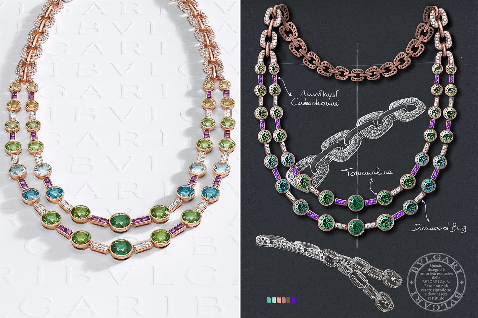  Comparing the sketch to the finished piece for the Bulgari Eden Enchantment necklace