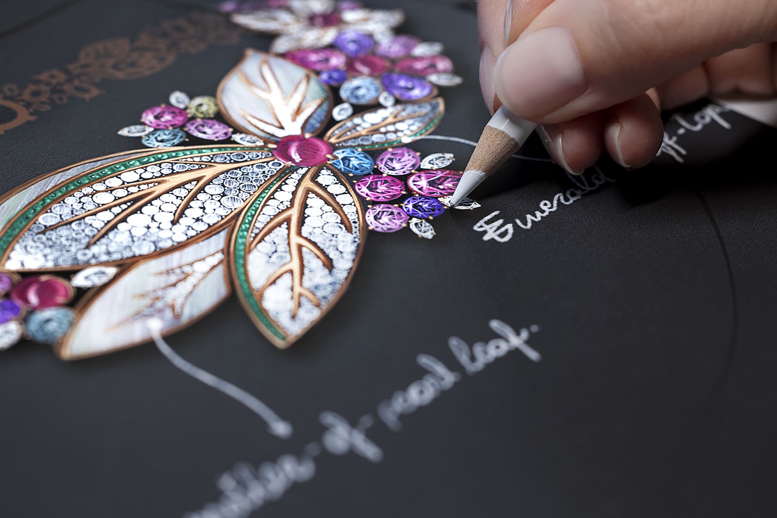  Drawing the Flowers of Eden necklace from the Bulgari Eden The Garden of Wonders High Jewellery collection