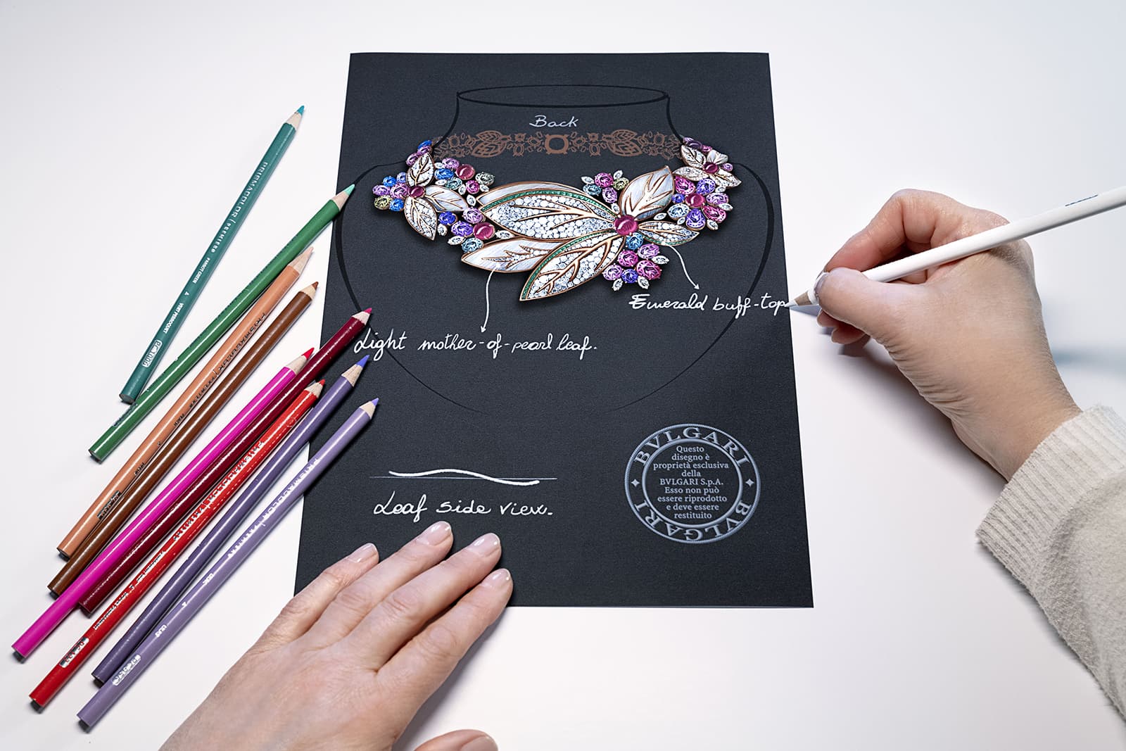  Designing the Flowers of Eden necklace from the Bulgari Eden The Garden of Wonders High Jewellery collection