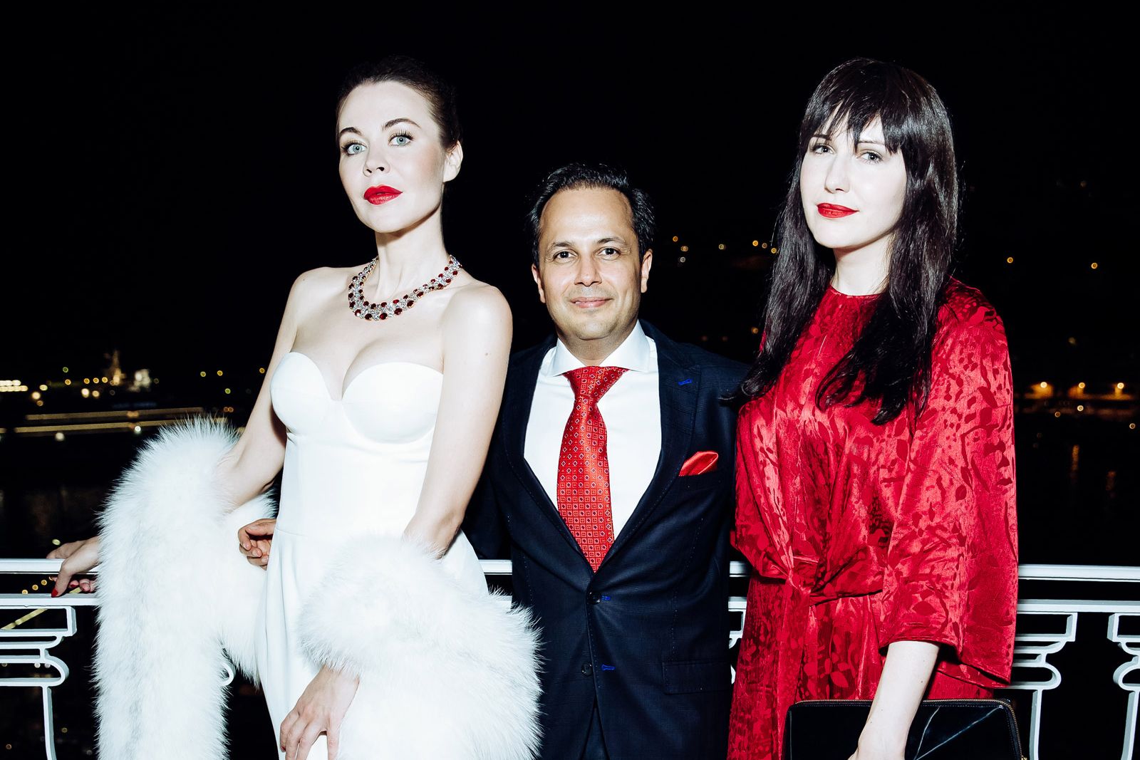 Ulyana Sergeenk, Ravi Lunia and Katerina Perez celebrating Faidee Burmese rubies in 2017 (Photographer, Serge Outrush)