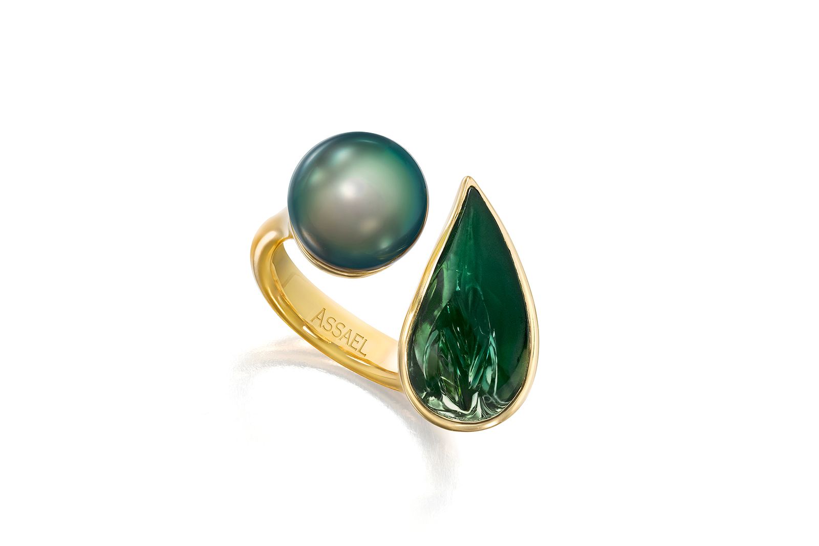  Assael ring with Sunstone and Tahitian cultured pearl