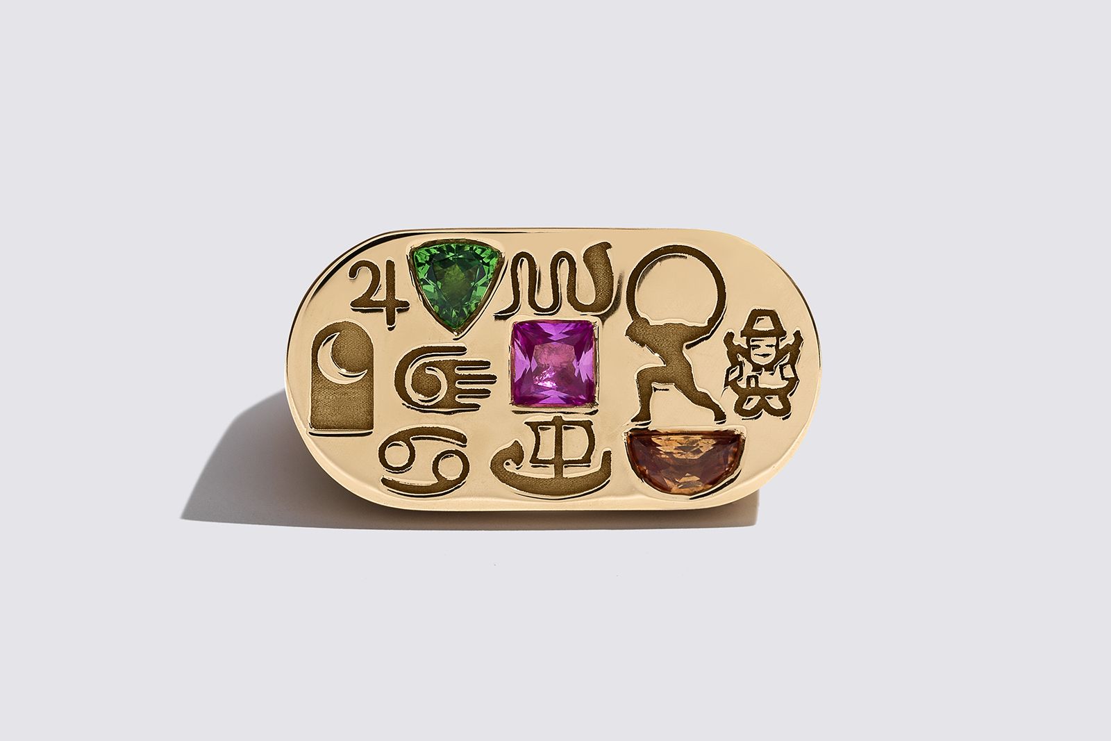  Sarah Ysabel Dyne Narici Atlas ring featuring hieroglyph style illustrations