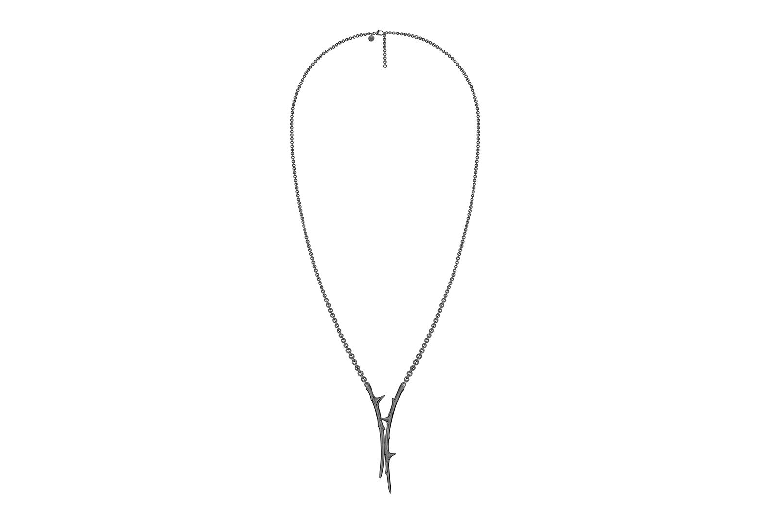  Shaun Leane Rose Thorn black lariat in silver black rhodium