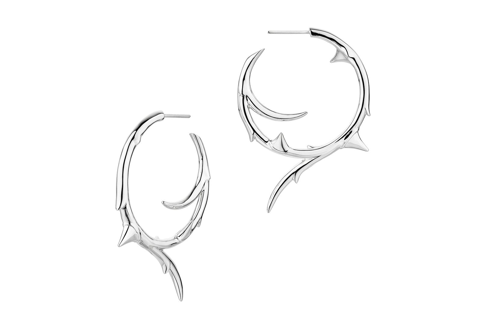  Shaun Leane Rose Thorn Large Hoop earrings in silver