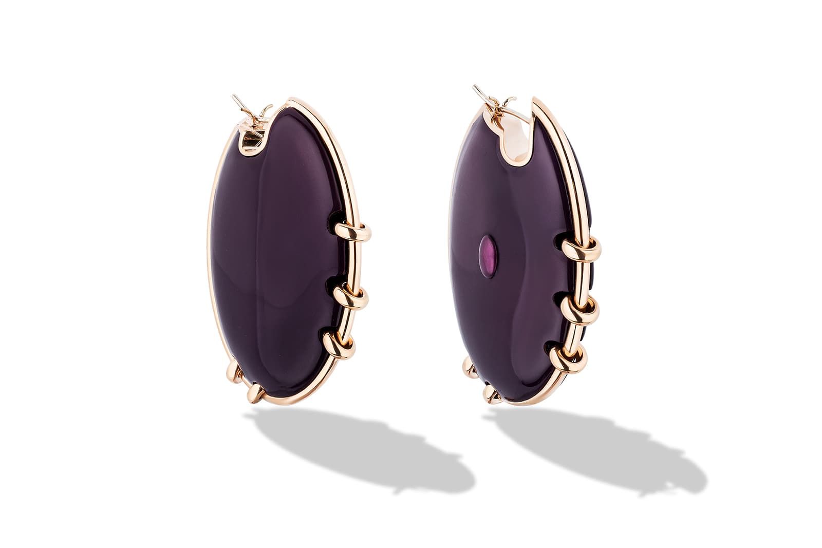  Wilfred Rosado Tribu earrings in rose gold and aubergine nano ceramic