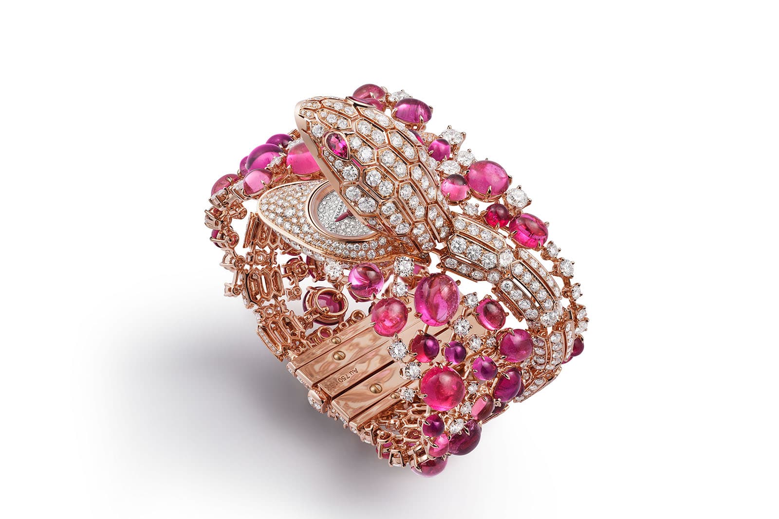  Bulgari Serpenti Misteriosi Riviera High Jewellery Watch in rose gold, rubellites and diamonds