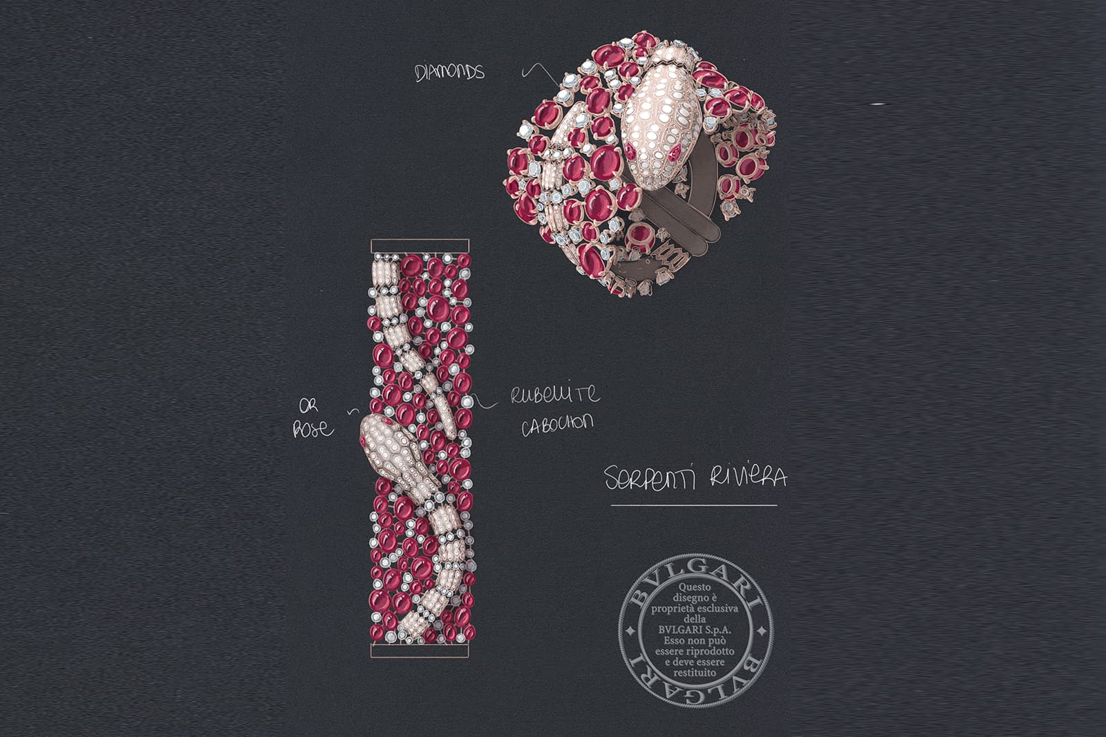  Sketch of Bulgari Serpenti Misteriosi Riviera High Jewellery Watch