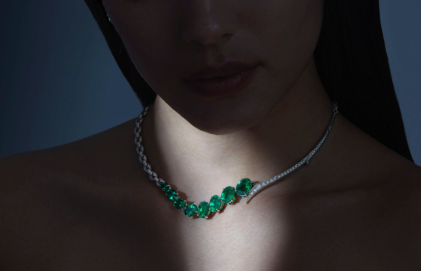 Stephen Webster Thorn Embrace diamond and Muzo emerald necklace