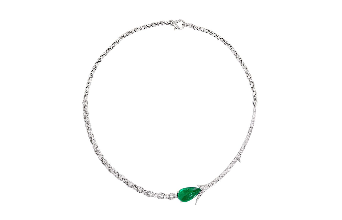 Stephen Webster Thorn Embrace diamond and pear-shape Muzo emerald necklace