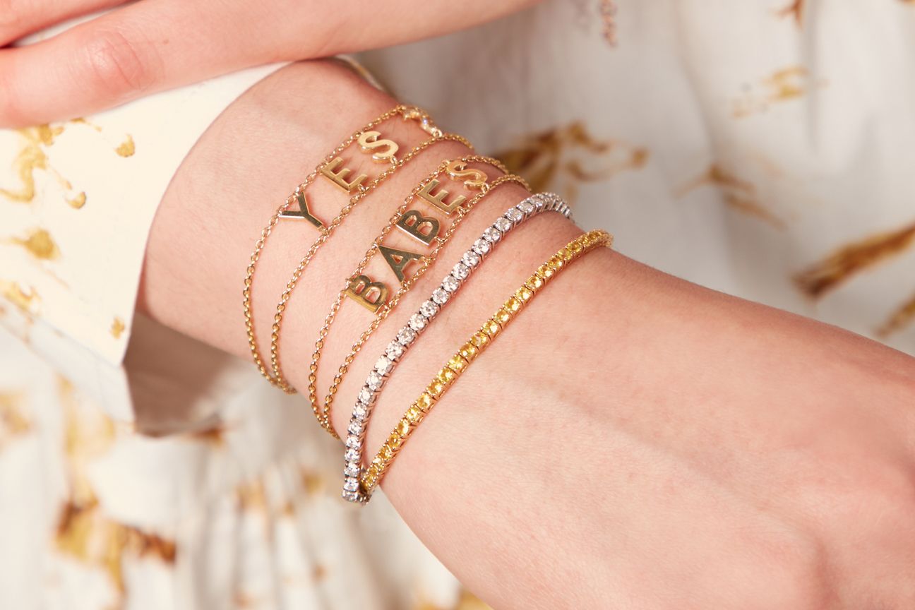  R.F Finest line bracelets with yellow sapphires and diamonds by Roxanne First 