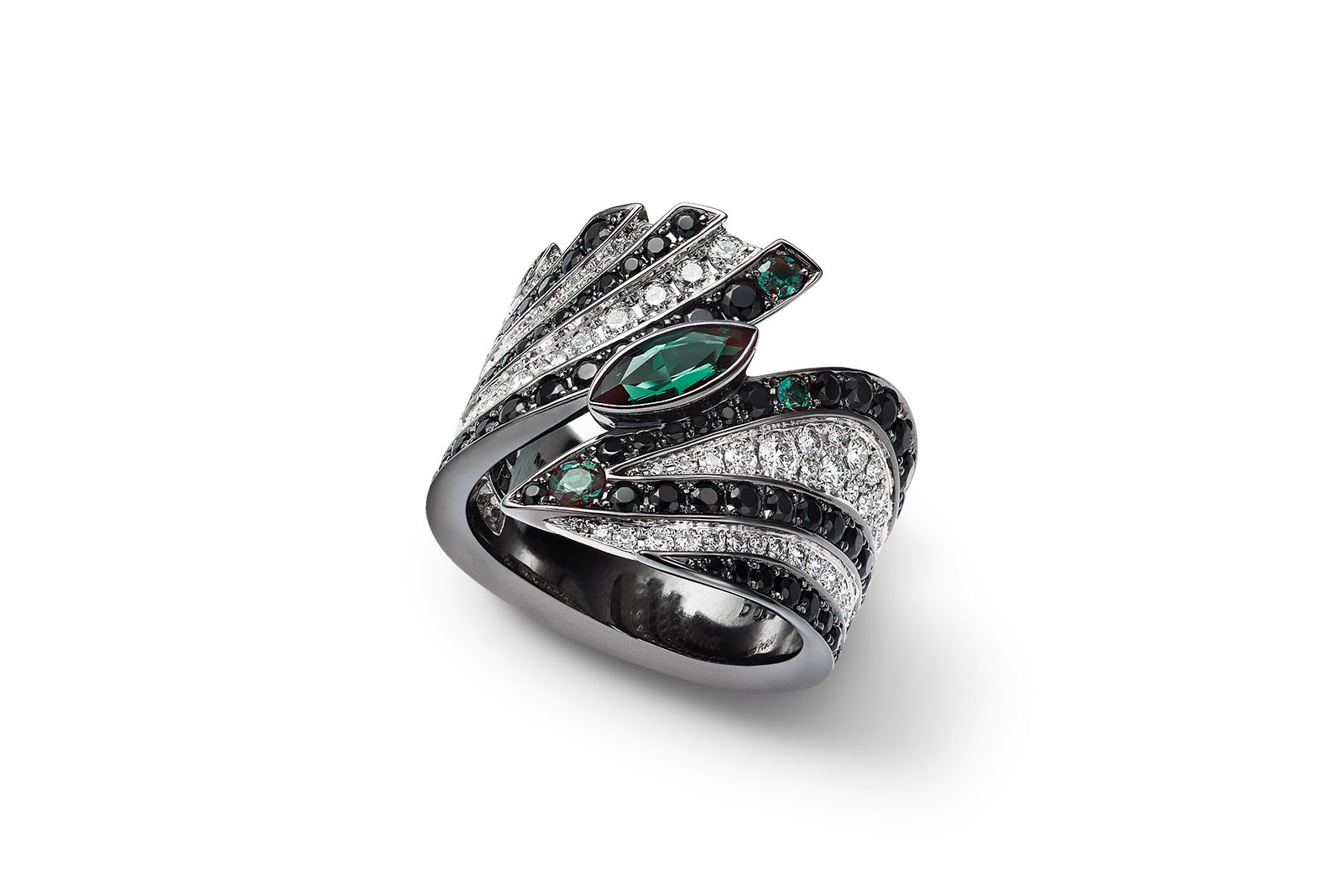  Mikimoto Africa Zebra ring in platinum with alexandrite, spinel and diamonds from the Wild and Wonderful High Jewellery collection