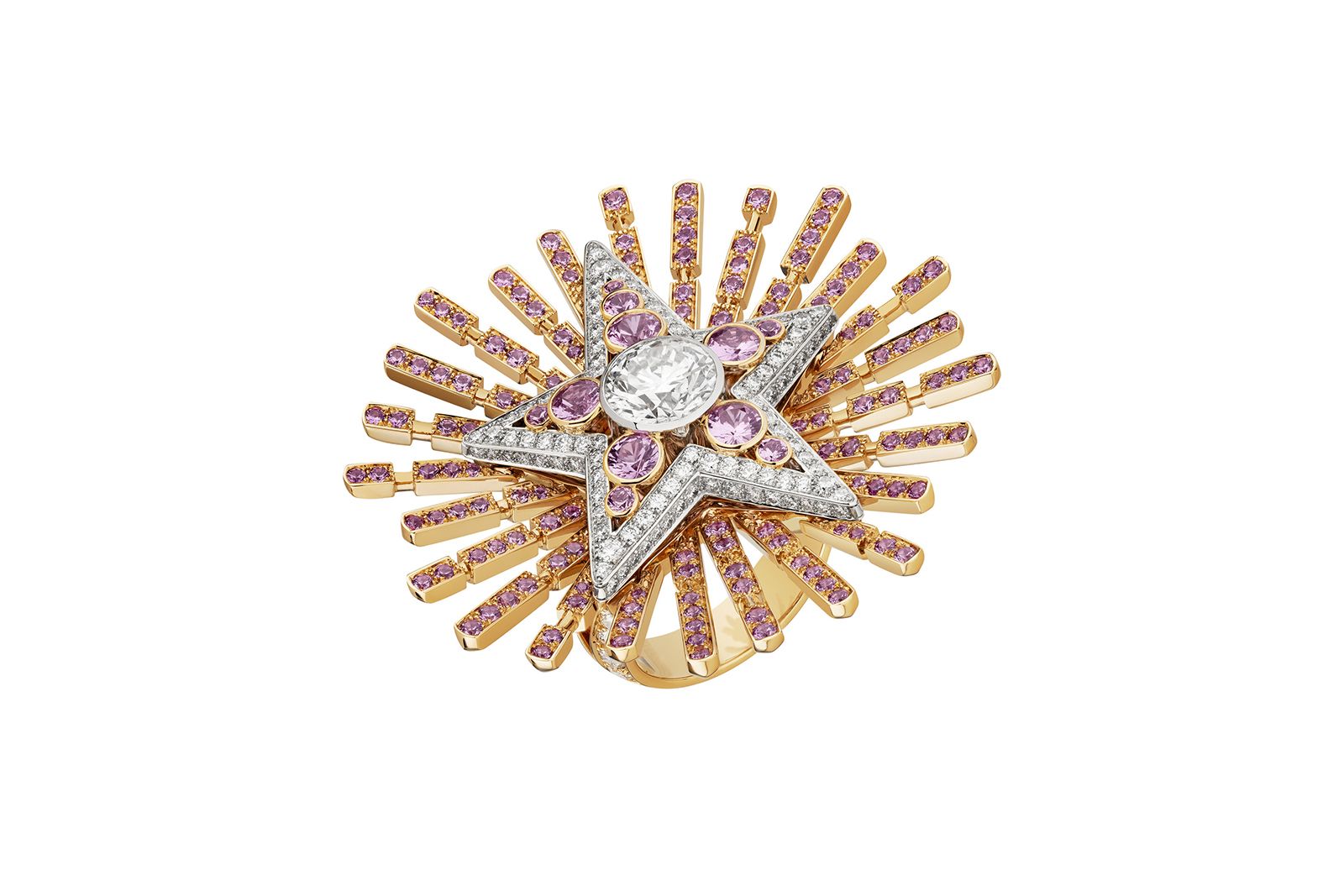  Chanel High Jewellery Comete Aubazine ring in yellow gold, diamond and sapphire