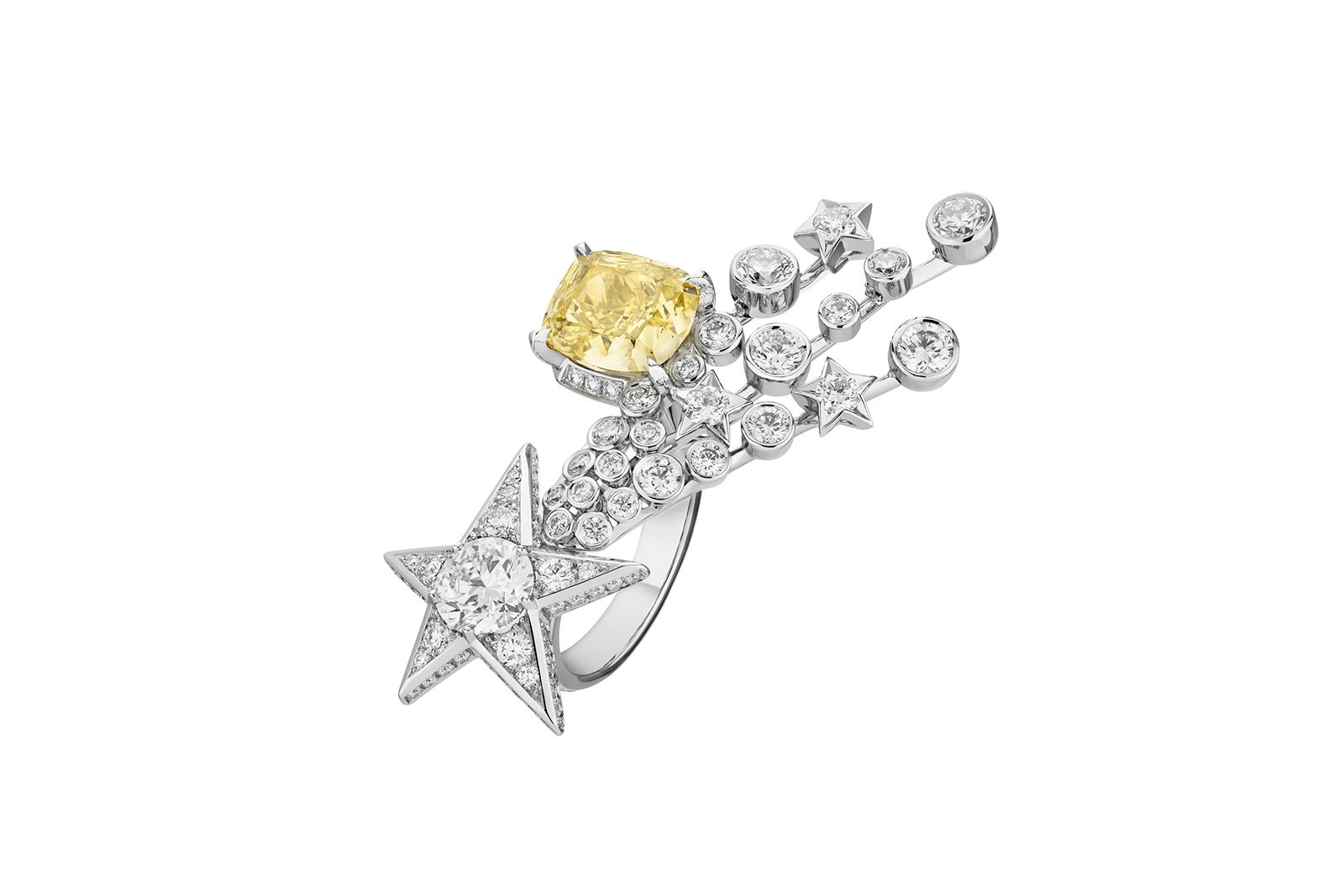  Chanel High Jewellery Comete Infinie ring in white gold, diamond and yellow diamond