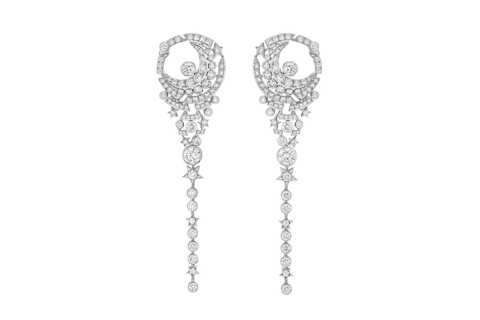  Chanel High Jewellery La Lune Silhouette diamond earrings