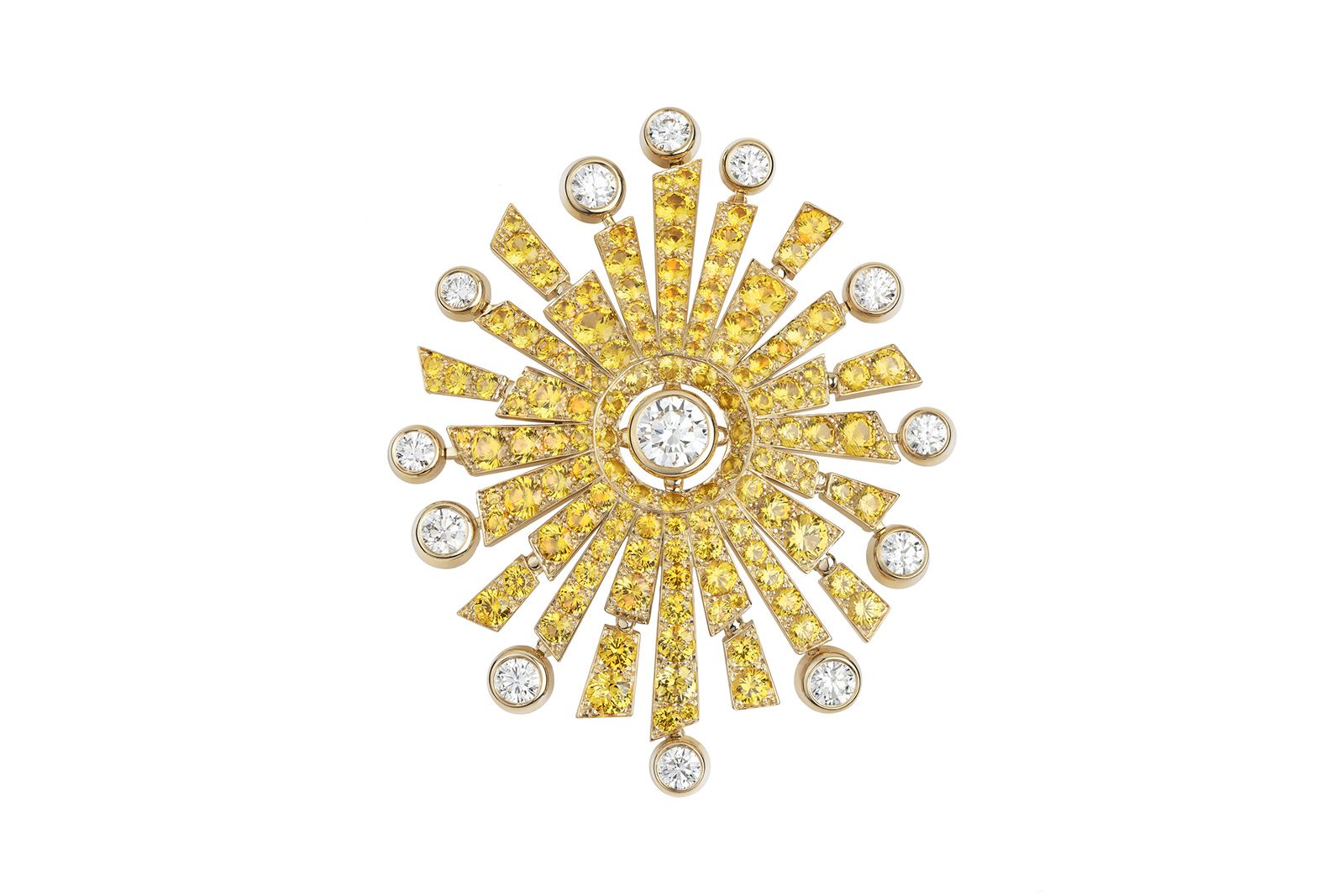  Chanel High Jewellery Soleil Talisman brooch in white gold, yellow gold and diamond 
