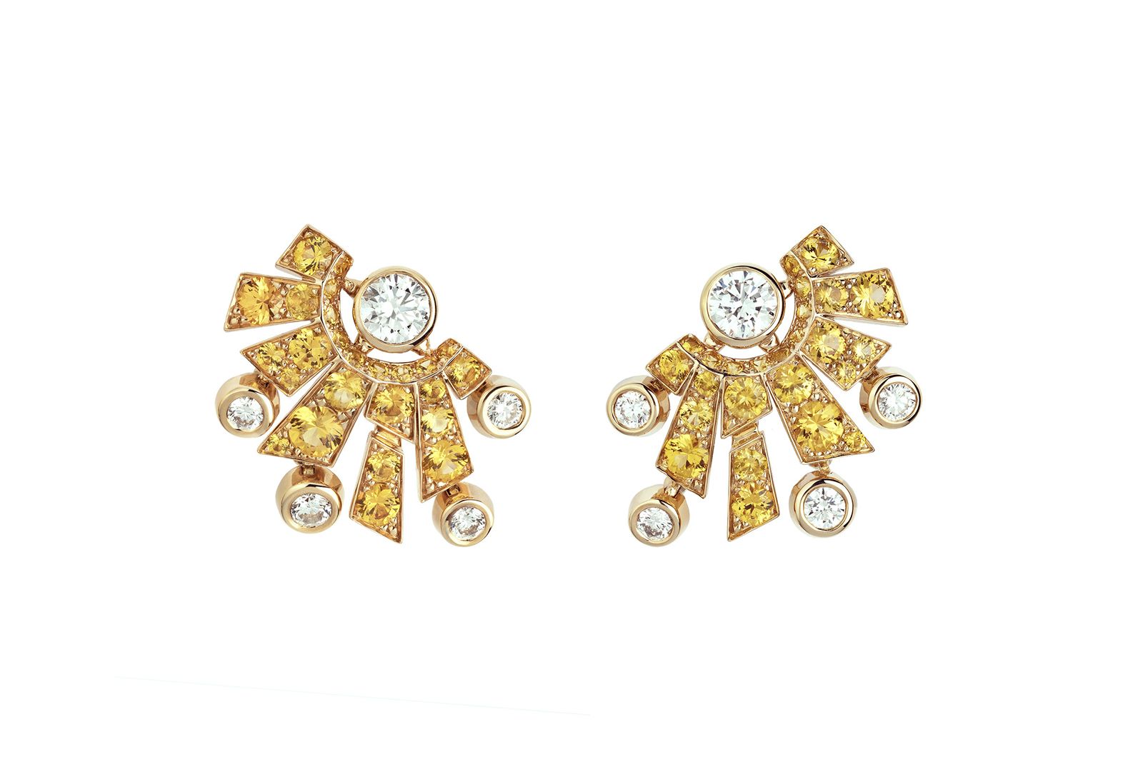  Chanel High Jewellery Soleil Talisman earrings in white gold, yellow gold and diamond 