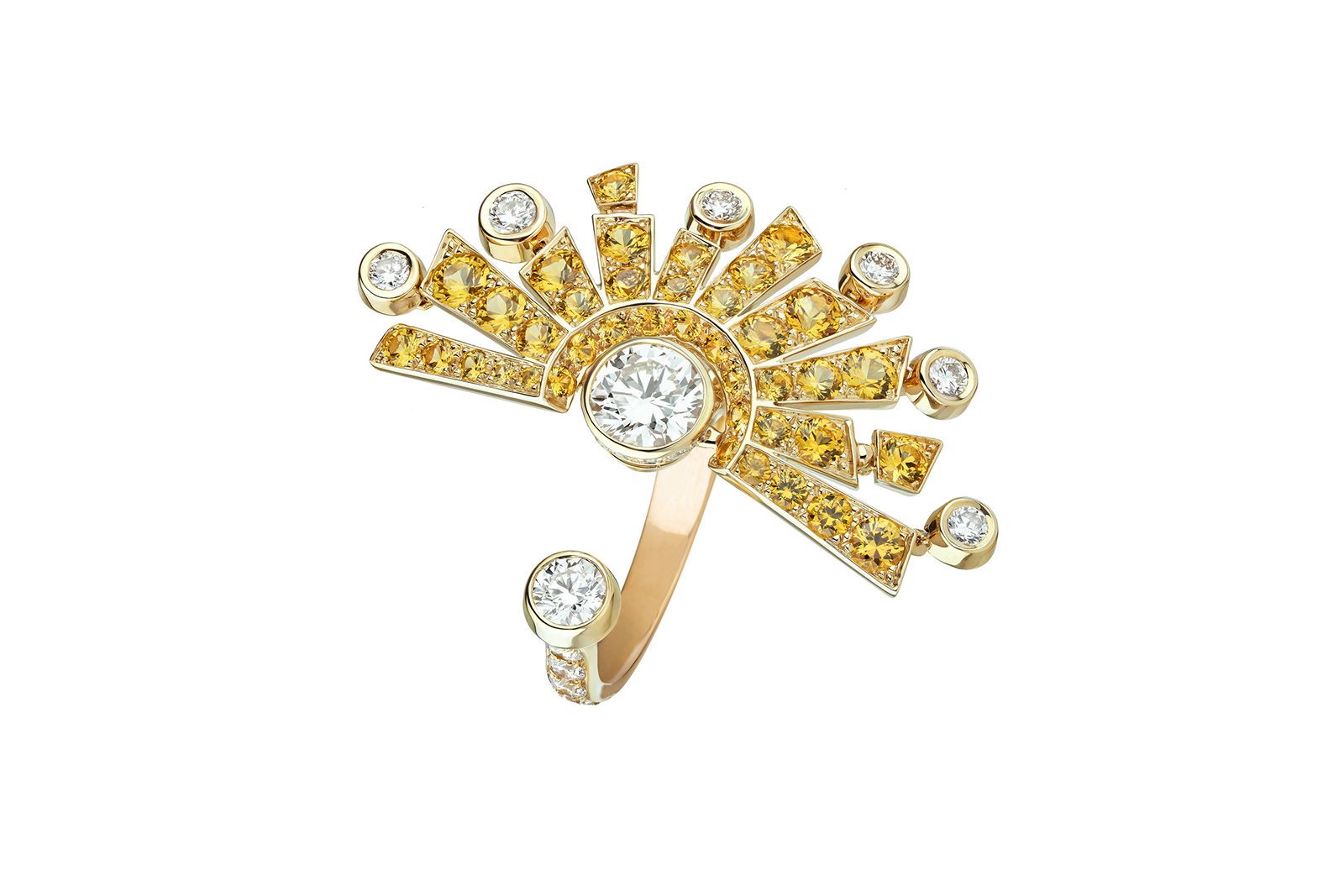  Chanel High Jewellery Soleil Talisman ring in white gold, yellow gold and diamond 