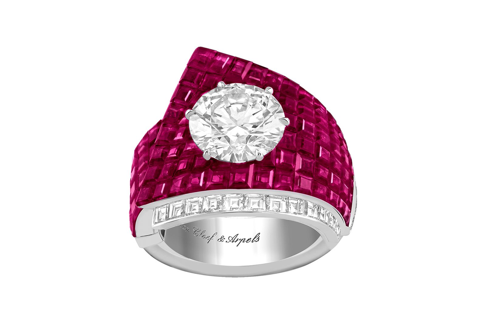  Van Cleef & Arpels ruby and diamond Satin Mysterieux ring from the Legend of Diamonds Chapter I collection