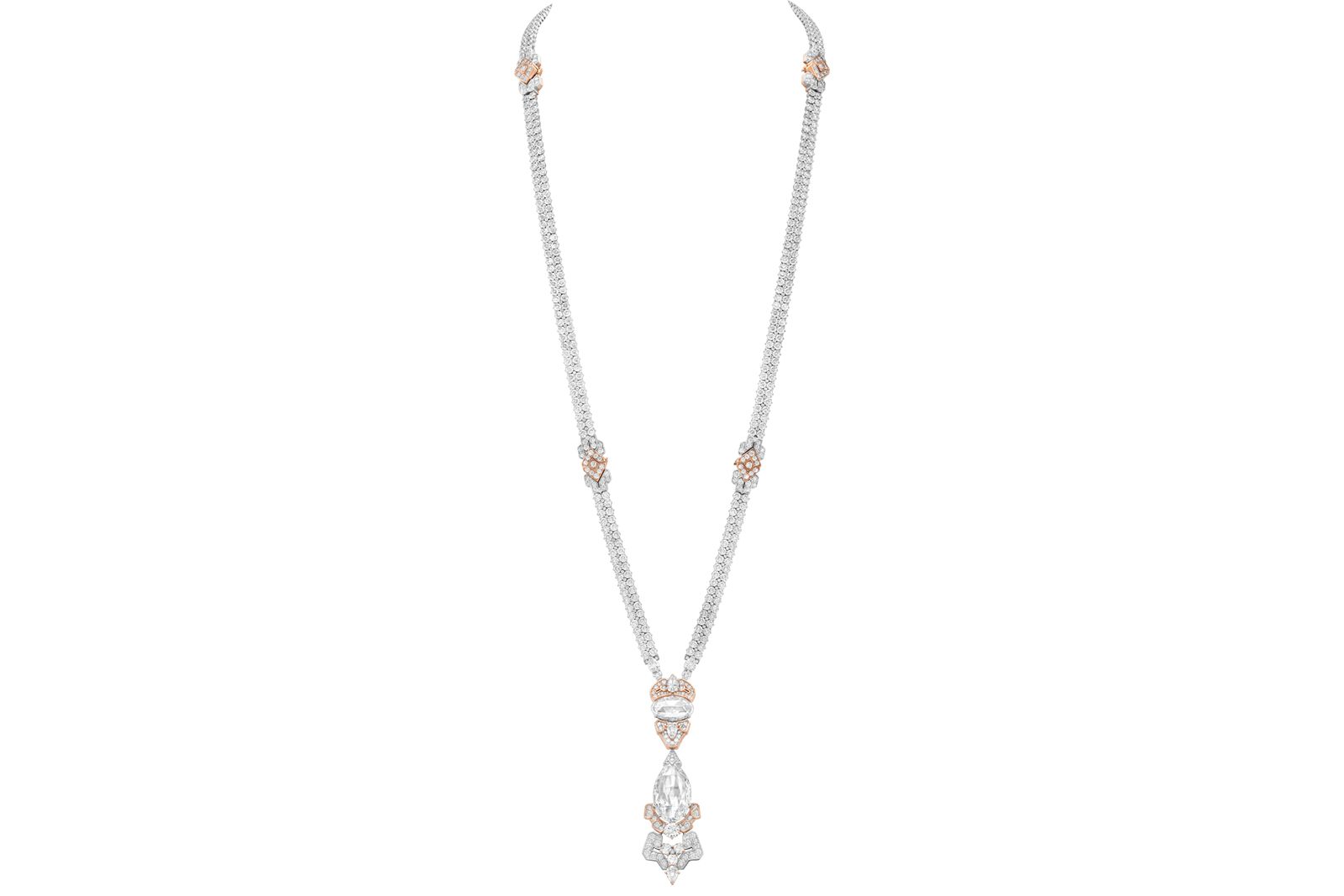  Van Cleef & Arpels white gold, rose gold and diamond Roaring Twenties Transformable necklace from the Legend of Diamonds Chapter II High Jewellery Collection