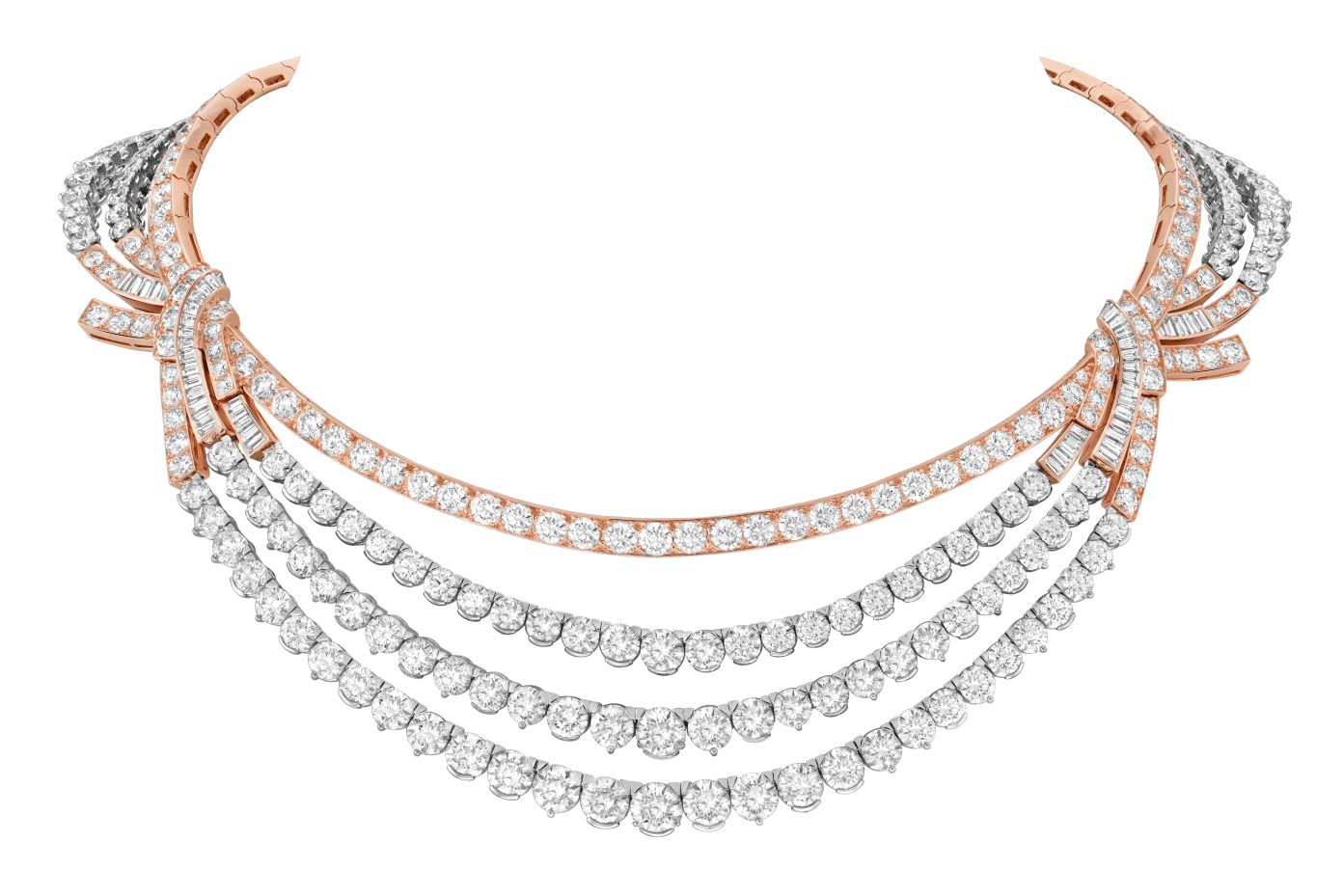  Van Cleef & Arpels white gold, rose gold and diamond Eva necklace from the Legend of Diamonds Chapter II High Jewellery collection 