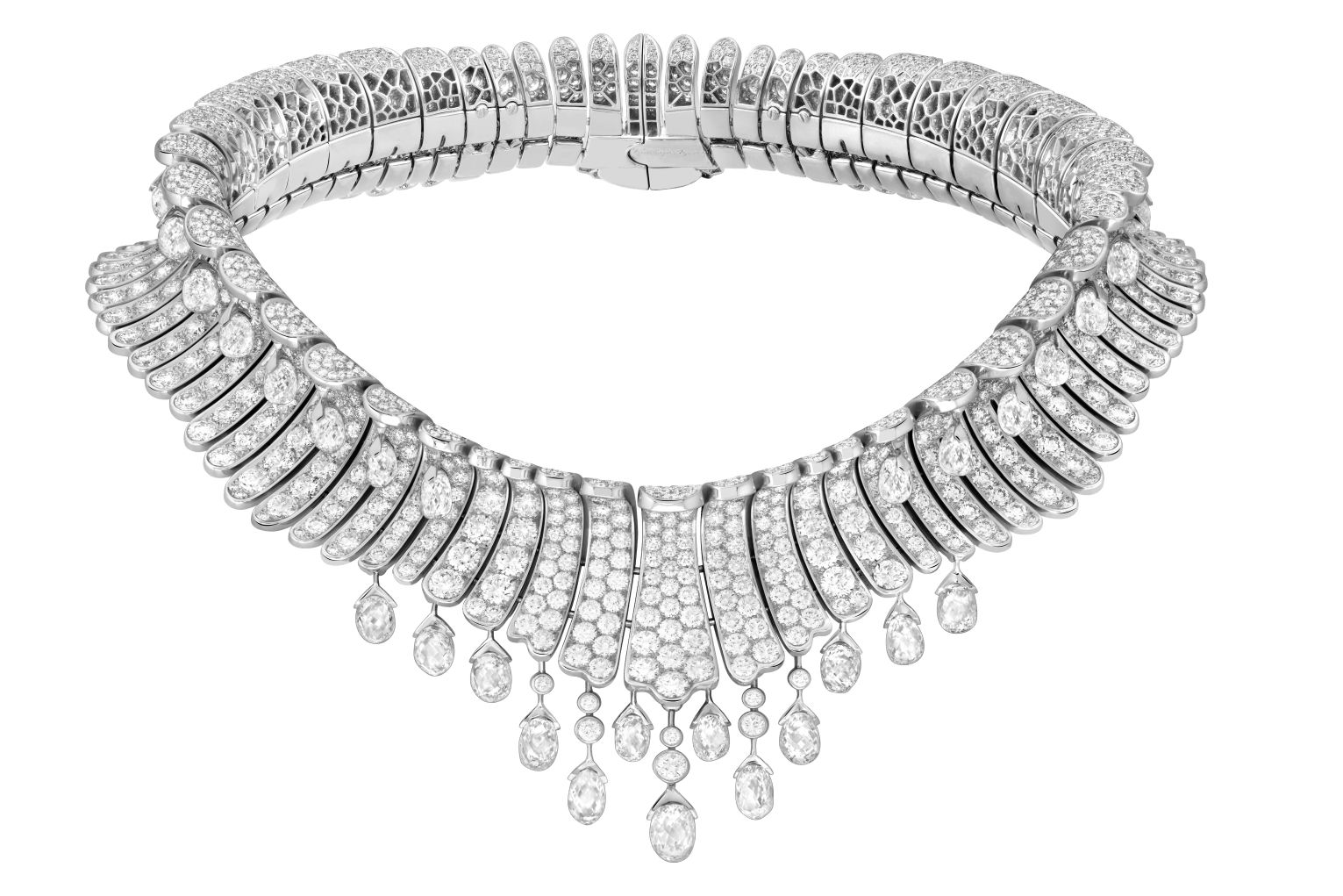 Van Cleef & Arpels white gold and diamond Vagues Etincelantes necklace from the Legend of Diamonds Chapter II High Jewellery collection 