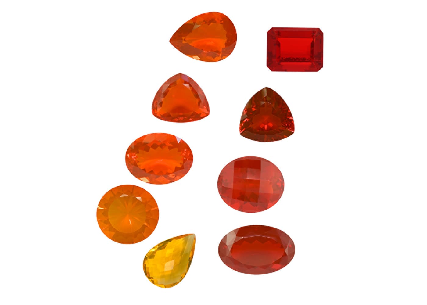A selection of Fire opals from Mexico from the Emil Weis Collection