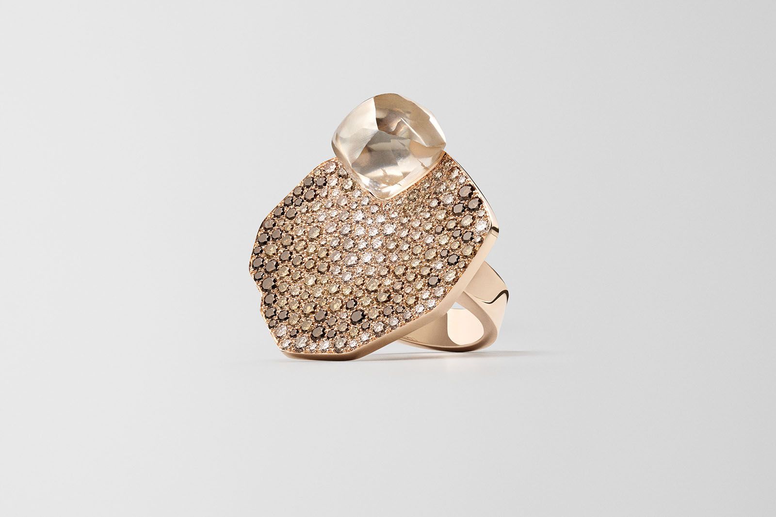  Hermès Lumières brutes ring with colourless and brown diamonds from the Les Jeux de l'ombre High Jewellery collection