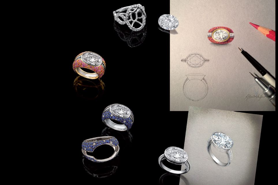 Robinson Pelham Oval east west rings with two sleeves