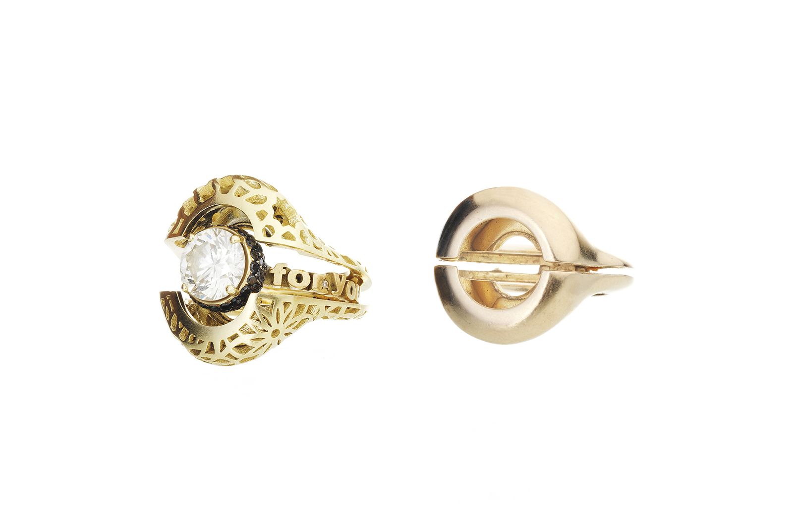  Alia Mouzanaar The Cache ring jackets in diamond, gold and pink gold
