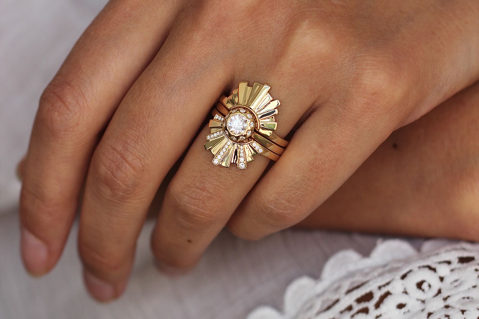 Andrew Geoghegan Asteria Diamond Wedding Band in diamond and gold