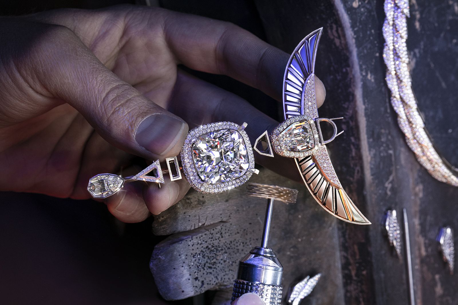  Making of Messika white gold and diamond Akh-Ba-Ka transformable necklace from the Beyond the Light High Jewellery collection